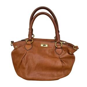 J.Crew Brown Leather Satchel Handbag - Classic & Spacious